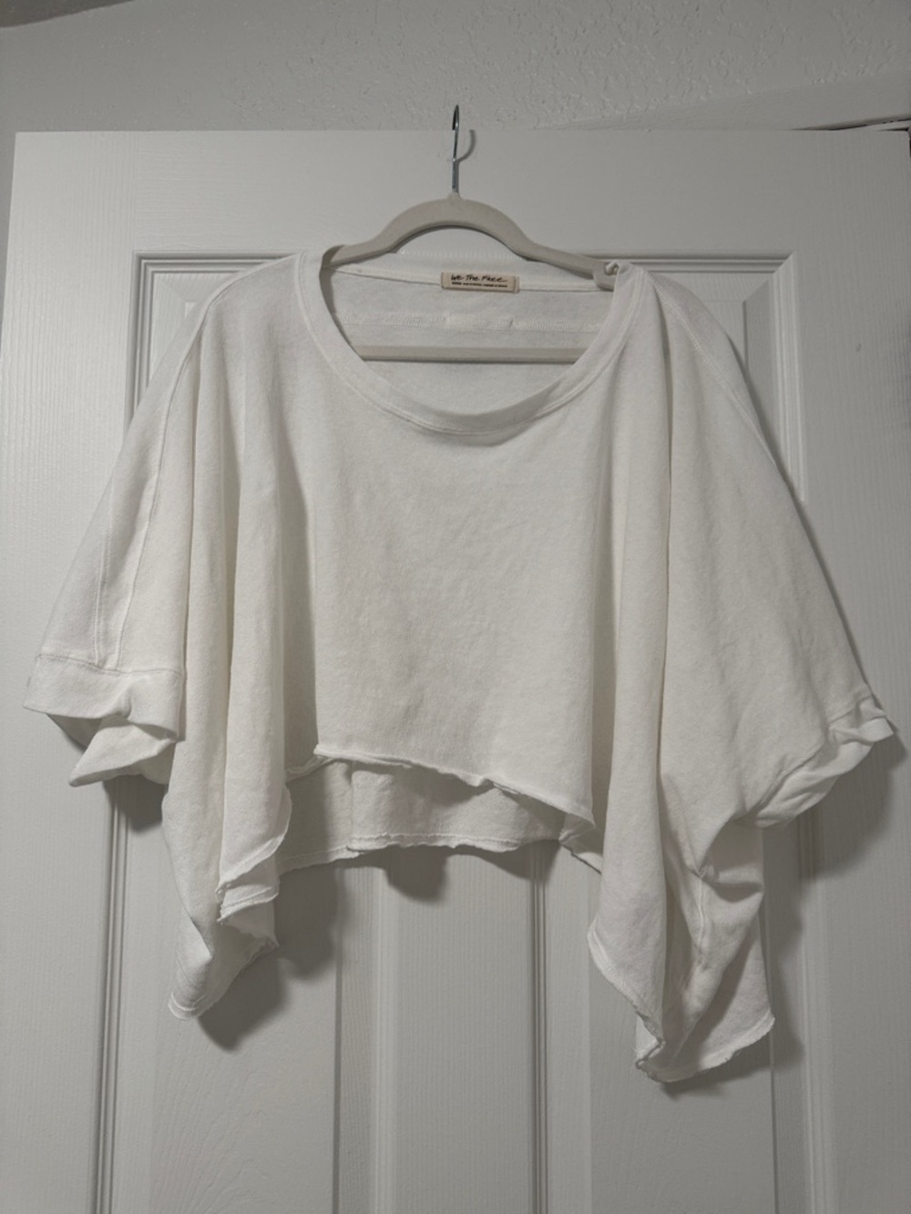 We The Free White Draped Cropped Top Tee
